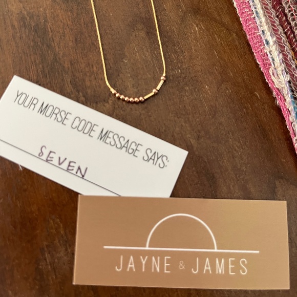 JAYNEandJAMES Custom Morse Code 16” Necklace in 14/20 Gold-fill. “SEVEN” - Picture 2 of 5
